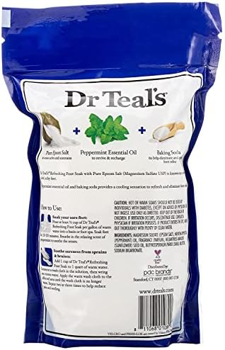 Dr. Teal's Pure Epsom Salt Foot Soak Solution Gift Set (2 Pack, 2lbs ea.) - Revitalize & Refresh with Cooling Peppermint - Essential Oils & Baking Soda Ease Aches & Pains and Eliminate & Prevent Odor