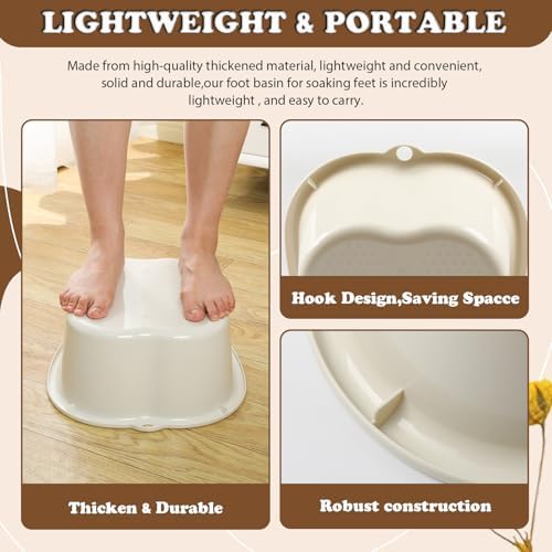 Foot Soaking Bath Basin, Soaking Tub, Large Basin, Feet Pedicure|Foot Massager, Ideal for Relaxation & Stress Relief - Perfect for Home & Spa Use (White)