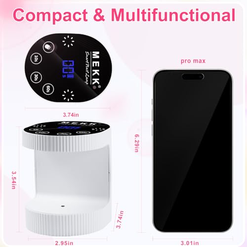 MEKK Cordless Mini UV Light for Gel Nails - 24W Rechargeable Mini UV LED Nail Lamp with Touch Control & Auto Sensor,Small Flash Cure Lamp,4 Timers,Portable Nail Light for Salon & Home(White)