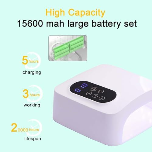 72W Cordless Led Nail Lamp, Rechargeable Nail Dryer, Portable Gel UV Led Nail Light with 4 Timer Setting Sensor, Professional Wireless Gel Nail Lights Nail Art Manicure Tools for Home and Salon
