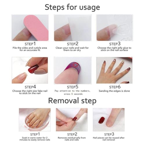 Medium - Luxury Medium Almond 3D False Nails Women Reusable ABS Material Finger Printed Nail Tip French Salon Design Artificial Fingernail-M-size