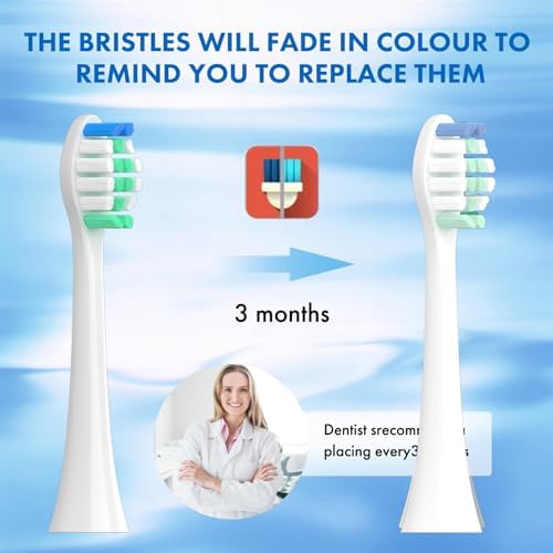 Replacement Toothbrush Heads Compatible with Philips Sonicare：10 Pack Soft Replacement Electric Brush Head for 4100 5100 6100 HX9023/65 W Optimal Plaque Control Snap-on System
