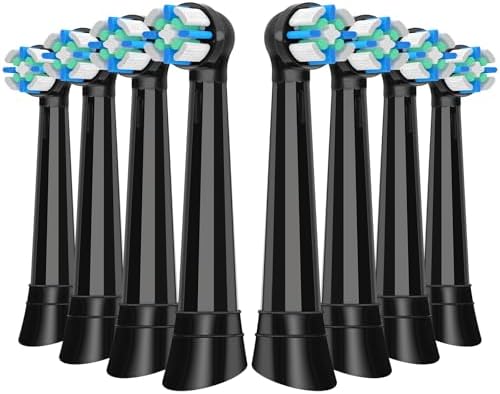8 Pack IO Replacement Heads Compatible with Oral B iO 2/3/4/5/6/7/8/9/10 Series Electric Toothbrush, Brush Heads Compatible with Oral B iO for Gentle Dental Care (Black)