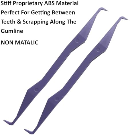 Keyfit Tools PerfectPick Gum Line Tooth Picks Flosser Dental Scraper (2 Pack) Reusable & Double Sided ~Not Small Floss Picks ~ Non Matalic ABS ~Scrape Along Gum Line & Between Teeth Remove Plaque