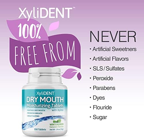 Nature's Stance XyliDENT Xylitol Tablets for Dry Mouth Relief - Stimulates Saliva, Freshens Breath, Reduces Acid Production, Fast Acting Relief, 100 Count (Wintergreen)