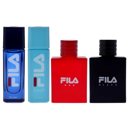 Fila Cologne Giftset for Men - Cool, Clean And Refreshing Perfumes for Men - Long Lasting Fragrances - Trendy, Portable Bottle Design - 4 Pc