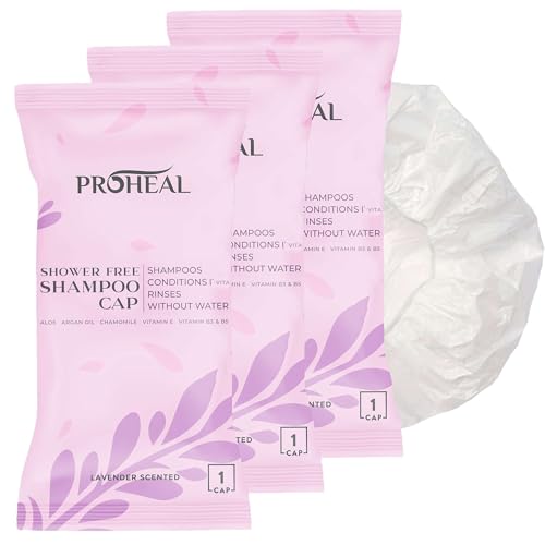 Shower Free Shampoo Cap - 8 Shampoo Caps for Bedridden Patients, Elderly, Travelling, Camping - Disposable - Lavender Scented - Latex and Alcohol Free - Hypoallergenic - Natural Ingredients