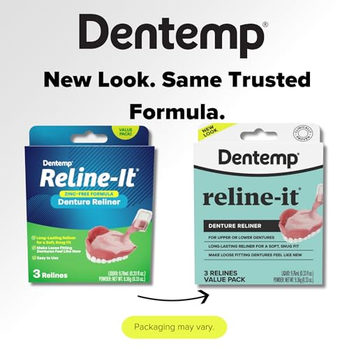 Dentemp Denture Reline Kit Value Pack - Advanced Formula Reline It Denture Reliner - Denture Kit to Refit and Tighten Dentures for Both Upper & Lower Denture (2 Pack (6 Relines))