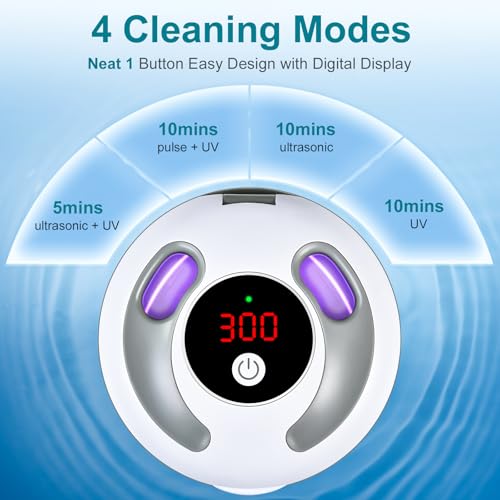 45kHz Ultrasonic Retainer Cleaner Machine – 200ML Dental Cleaning Pod with 4 Wash Modes, Digital Timer for Dentures, Aligners, Mouth Guards, Braces, Jewelry & Toothbrush Heads (White)