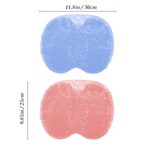 Shower Foot and Back Scrubber Mat,Wall Mounted Shower Foot Scrubber with Suction Cups,Exfoliating Silicone Massage Foot Cleaner for Shower(2pcs)