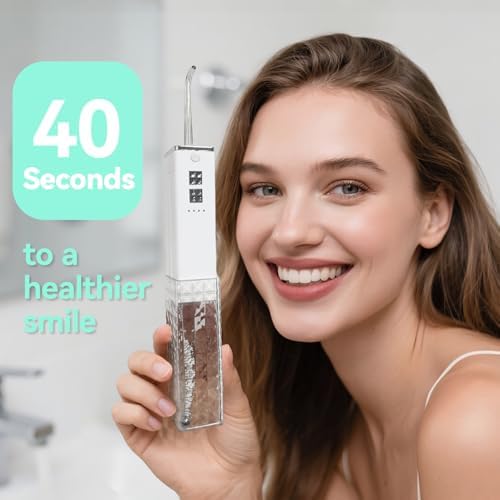 Liberex Portable Water Flosser Cordless - 40S Quick Dental Floss for Travel Vacations Commute Work Outdoor, Waterproof with Customizable Water Pressure