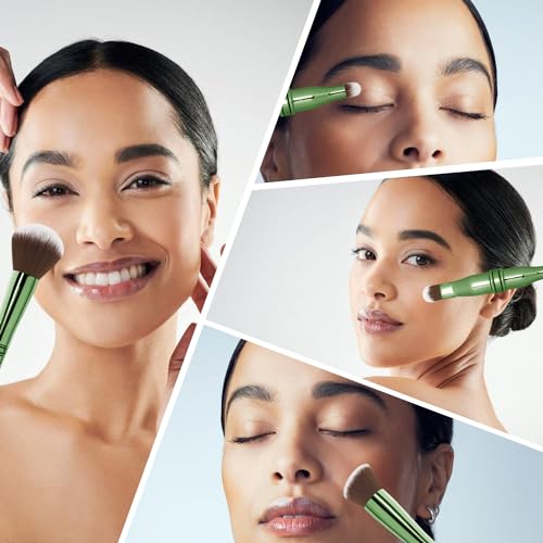 4 in 1 Makeup Brush, Travel Makeup Brush Set with Case, Mini Makeup Brushes, Powder Foundation Brush, Concealer Brush, Eyeshadow Brush, Dual Ended Makeup Brush for Liquid,Cream, Powder