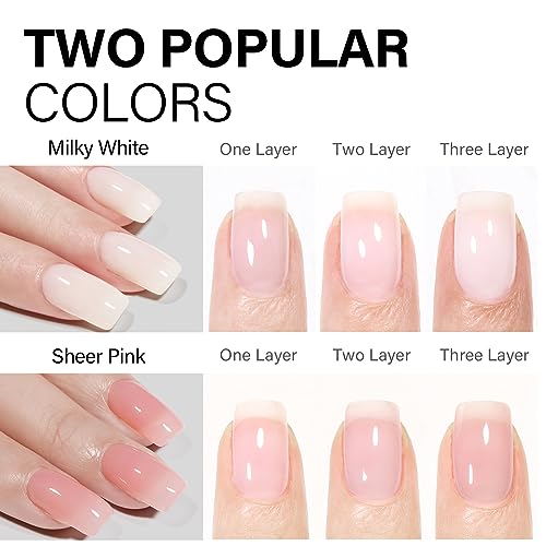 AILLSA Gel Nail Kit Short Almond Nail Tips 240pcs with 2 In 1 Nail Glue Base Coat and Nail Dehydrator, Gel Full Nail Kit with Nail Lamp Top Coat for Starters Home Salon Valentine's Day