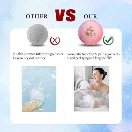 Hemp Oil Bath Bombs Gift Set Natural Refreshing Bubble Bath Kit with 6 Relaxing Scents Made from Pure Essential Oil for Bubble and Spa Bath, Birthday Mother's Valentine's Day Gifts