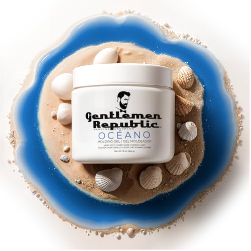 Gentlemen Republic Oceano Men's Hair Gel 16oz - Strong Touchable Hold and High Shine Styling Gel for Hair, 100% Alcohol-Free Professional Formula with Fresh Scent, Mens Hair Product Made in USA