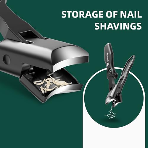 German Nail Clippers for Men Thick Nails, VANWIN Toenail Clippers for Seniors Large Wide Jaw Opening, Heavy Duty No Splash Fingernail Clipper with Safety Lock Nail Clippers with Catcher for Women