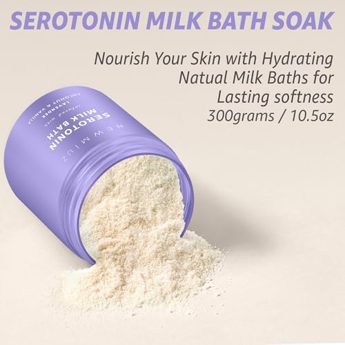 Creamy Coconut Lavender Milk Bath Soak Powder Moisturize Skin Calm Vanilla Luxury Spa Salt Destress Relaxation Gift for Women Perfect Stocking Stuffer