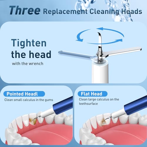 Dental Calculus Remover, Ultrasonic dental calculus remover for Teeth Cleaning with 4 Replaceable Heads and 3 Adjustable Modes
