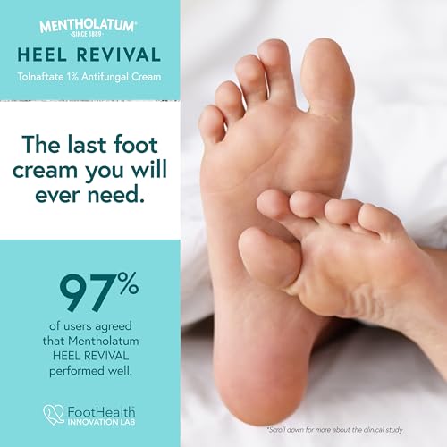 Mentholatum Heel Revival, Persistent Cracked Heel Repair Treatment, 1% Tolnaftate Antifungal Cream, Antifungal Foot Treatment, Eliminates & Prevents Fungus, 1 OZ