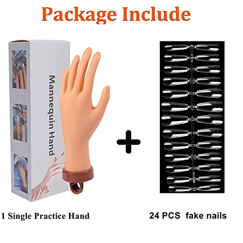 Nail Practice Hand for Acrylic Nails, Mannequin Hands for Nails Practice, Flexible Fake Hands to Practice Fake Nails Bendable Fake Hand Manicure Practice Hands Nail Art Training Hand 1Pc