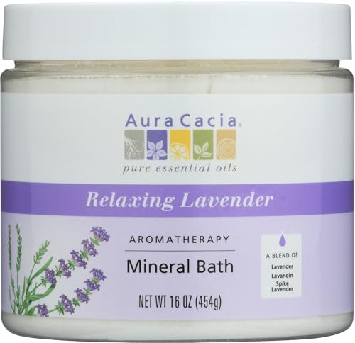 Aura Cacia Relaxing Lavender Aromatherapy Mineral Bath | 16 oz. Jar