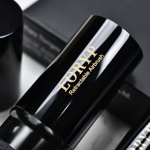 LORYP 4 Pcs Full Face Professional Makeup Brushes Set with Retractable Kabuki Airbrush For Powder,Liquid,Cream,Angled Blush Brush, Foundation Brush, Tapered Highlight Brush