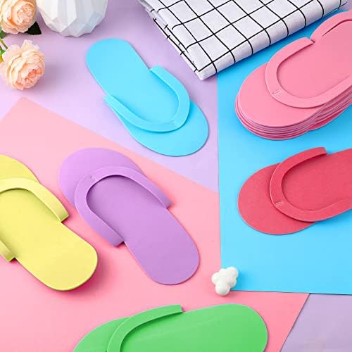 Geyoga 48 Pairs Disposable Pedicure Slippers Foam Disposable Multi Color Spa Flip Flops Pedicure Shoes for Women Salon Nail Spa