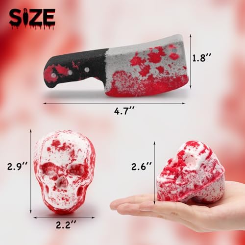 Distaratie 4PCS Spooky Skull Knife Bubble Bathbomb Halloween Bath Bombs for Adults Boys Girls Winter Moisturizing SPA Fizzy Ball Gift for Friend Birthday Christmas Halloween Present Idea Set of 4