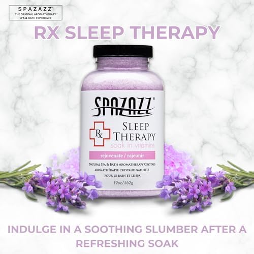 Spazazz Aromatherapy Salt Crystals 19oz – Sleep Therapy – Hot Tub & Bath Soak – Spazazz Hot Tub Crystals are Oil-Free & Safe for All Spas