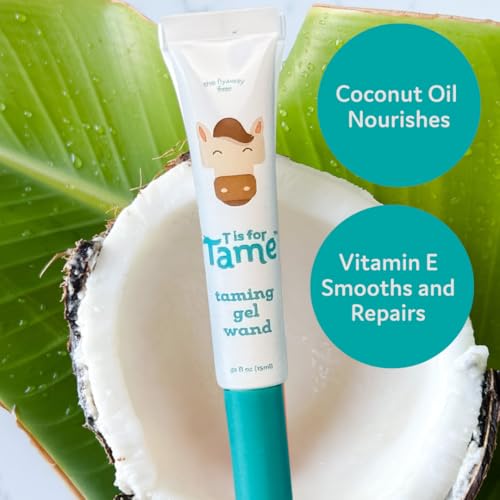 T is for Tame Taming Gel Wand – Natural Flyaway Tamer for Kids & Adults – Smooths Baby Hairs, Frizz & Static – Alcohol-Free, Vegan & Cruelty-Free Hair Styling Gel – 0.5 oz