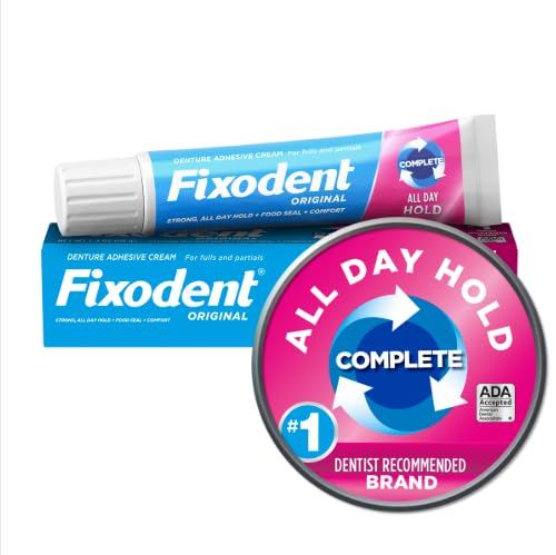 Fixodent Denture Adhesive Cream Original, All Day Hold for Fulls and Partials, 2.4 oz, (Pack of 4)