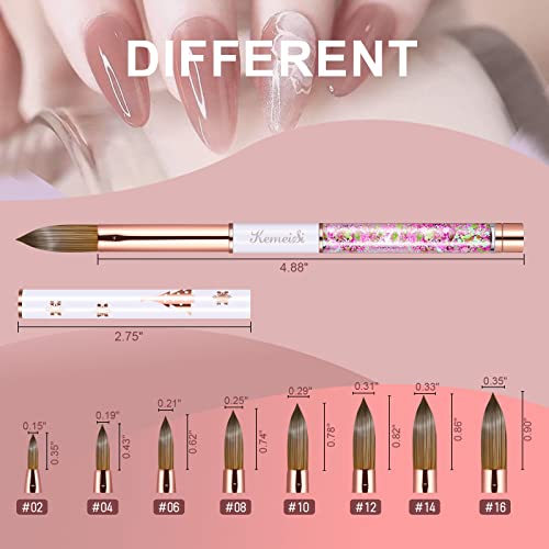Acrylic Nail Brush Size 12,KEMEISI 100% Pure Kolinsky Nail Art Brushes Sturdy Handle Oval Shaped Acrylic Powder Nail Design Tools for Professional Manicure DIY Home Salon (White)