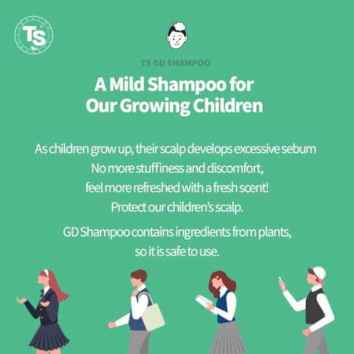 TS GD Shampoo for Teens | Korean Anti-Dandruff Shampoo for Oily & Itchy Scalp | Fruity Allergy-Free Scent | Sulfate-Free Gentle Hair Care (14.1 Oz)