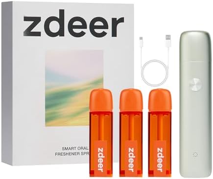 Smart Electric Oral Spray - Mouth Spray Fresh Breath, Cool Freshener Breath Spray for Bad Breath, Alcohol Free, Rechargeable, Portable, Various Flavors with 3 Integrated Pods (Classic+3 Bombs)