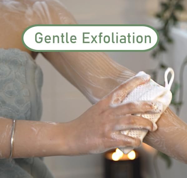 Soap Bag 100% Recycled & Made in North America - Soap Saver Pouch, Loofah Bath Scrubber for Bar Soap + Exfoliator (2-Pack Combo, Gentle and Deep Exfoliation)