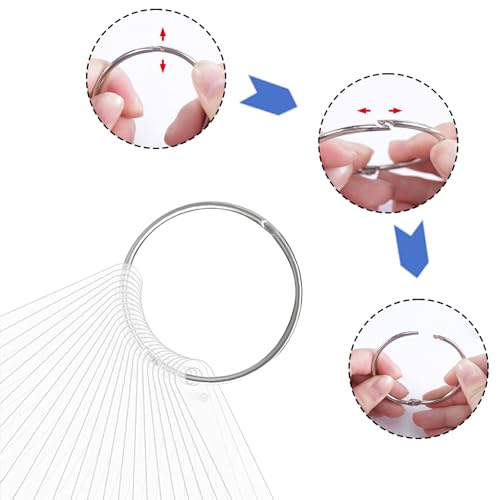 SIUSIO 250 Pcs Oval Nail Swatch Sticks with Metal Split Ring and Numbered Tips - Clear Fan-shaped Color Display for Nail Art Polish Practice
