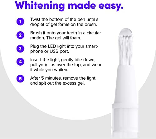 SmileDirectClub Teeth Whitening Kit with LED Light - 9 Pack Gel Pens - Professional Strength Hydrogen Peroxide - Pain Free and Enamel Safe - Up to 9 Shades Whiter in 1 Week