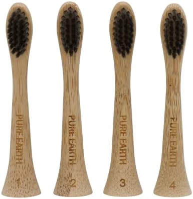 Bamboo Electric Toothbrush Replacement Heads - Compatible with Philips Sonicare Toothbrush - Soft Bristle Natural Electric Bamboo Toothbrush Heads Refill - (Pack of 4) by Pure Earth Essentials