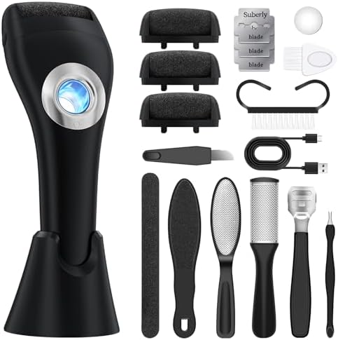 Foot Scrubber Callus Remover for Feet - with Holder & RingLight, Portable Pedicure Kit Foot File Callus Remover, Waterproof Professional Pedicure Tool Foot Care for Deadskin Hard Cracked Dry Skin