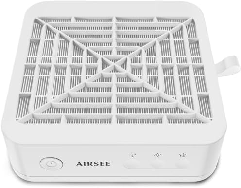 AIRSEE GD3 Powerful Nail Dust Collector, Professional Manicure Pedicure Vacuum for Acrylic Gel Nail Polishing with Reusable Filter, Home & Salon, White