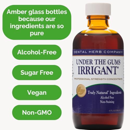 Dental Herb Company Under The Gums Irrigant: A Solution for Oral Irrigators and Water Flossers - Made with Pure Essential Oils and Herbs - Alcohol-Free, Vegan, Non-GMO - 45 Day Supply