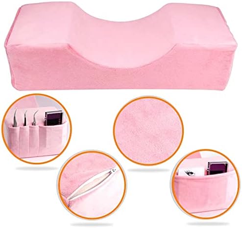 Koolouispoper Grafted Eyelash Extension Pillow Neck Support Eyelash Pillow Soft Memory Foam U Shape Lash Pillow Makeup Salon with Pocket (Black)