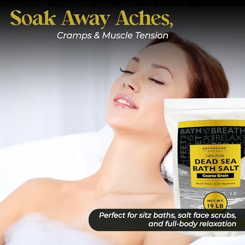 Aromasong Dead Sea Salt for Soaking - Coarse Grain Bath Salt Soak - 19 Lbs Bulk Resealable Pack - Leaves Your Skin Softer Then Epsom Salt
