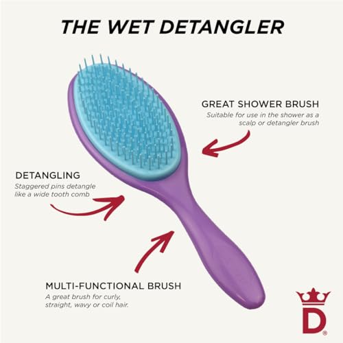 Denman Wet Detangler Shower Hairbrush for Detangling All Hair Types for Women, Kids and Men - Wet Hairbrush for Everyone – D95