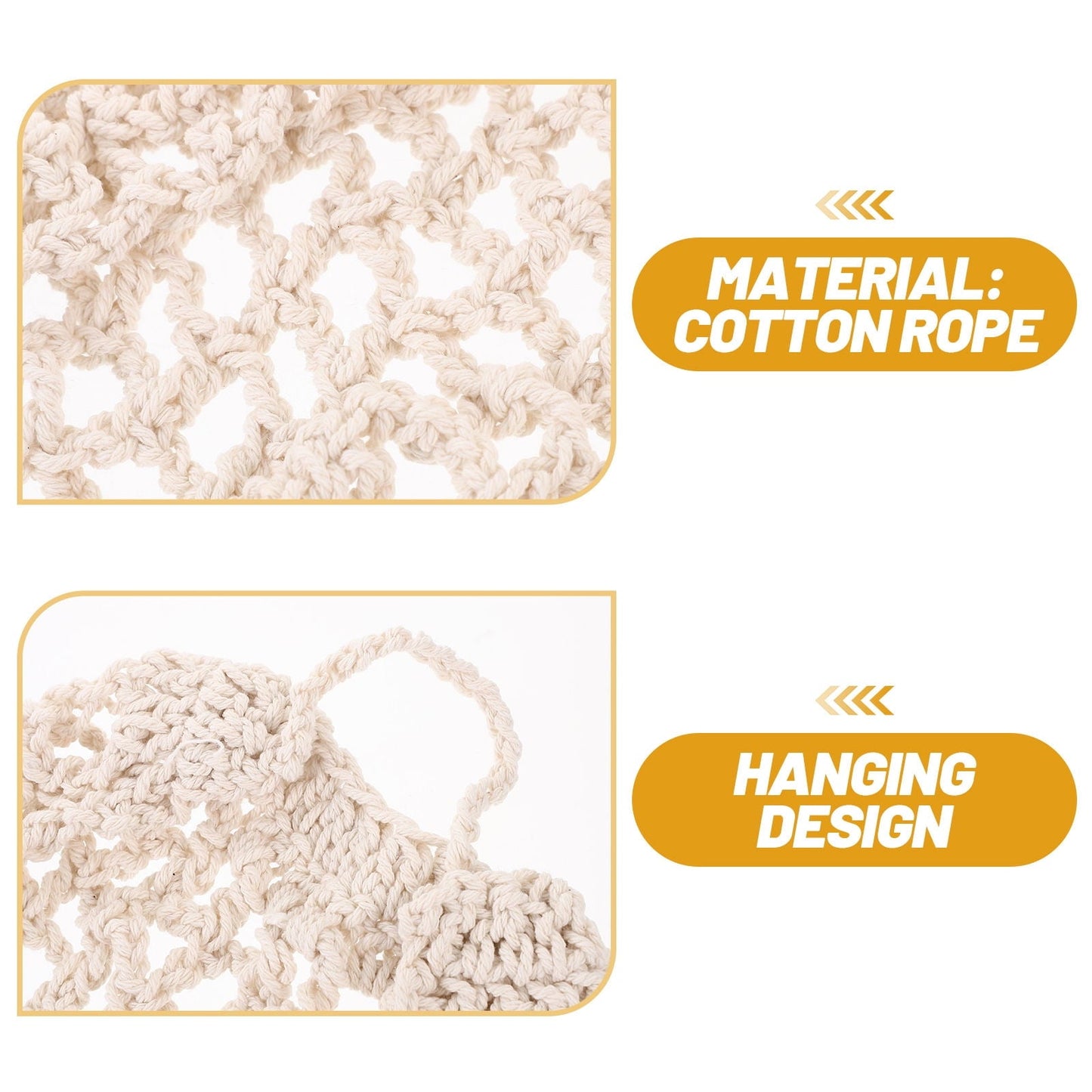 WEAVILUX 1Pack Fruit Hammock Beige Cotton Rope Air Circulation Storage Space Saving Kitchen