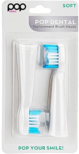Pop Sonic Replacement Electronic Toothbrush Heads, Compatible with Go Sonic, USB, Pro Sonic Toothbrushes w/Soft Dupont Tynex Nylon Bristles, 2-Pack