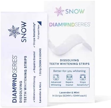 SNOW Diamond Dissolving Teeth Whitening Strips - Gentle & Enamel Safe White Strips for Teeth Whitening, at-Home Dental Hygiene & Tooth Care with Hydroxyapatite - 14 Ct