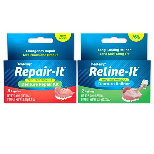 Dentemp Repair-it Denture Repair Kit & Reline-it Denture Reliner - Denture Kit (Multi-Pack) - Refit and Tighten Dentures for Both Upper & Lower Denture - Repair Broken Dentures & Loose Teeth