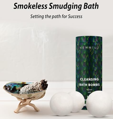 Sage Bath Bombs Spiritual Bath Energy Clearing Protection Shielding Smokeless Smudging Sage Rosemary and Spearmint Relaxation Stress Relief Spa Gift