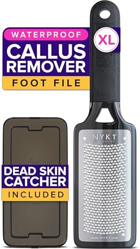RUSTPROOF Foot File Callus Remover for Feet with Skin Catcher (XL Size) NYK1 MEGAFILE Foot Callus Remover for Wet & Dry Use - High-Performance Feet Scrubber with Textured Grip for Non-Slip Control